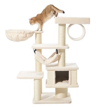 Katzen-Kratzbaum Elin [129 cm] von Nobby, cream - auch für große und schwere Katzen geeignet.